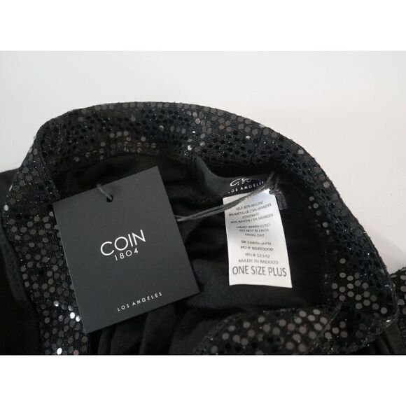 COIN 1804 Plus Size Black Sequin Contrast Kimono Top One Size - Picture 8 of 8